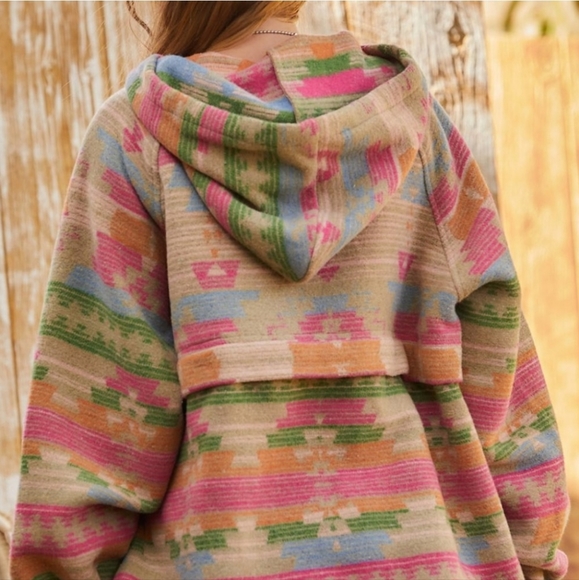 THE ATABEY LADIES AZTEC PRINT HOODIE - Picture 2 of 5